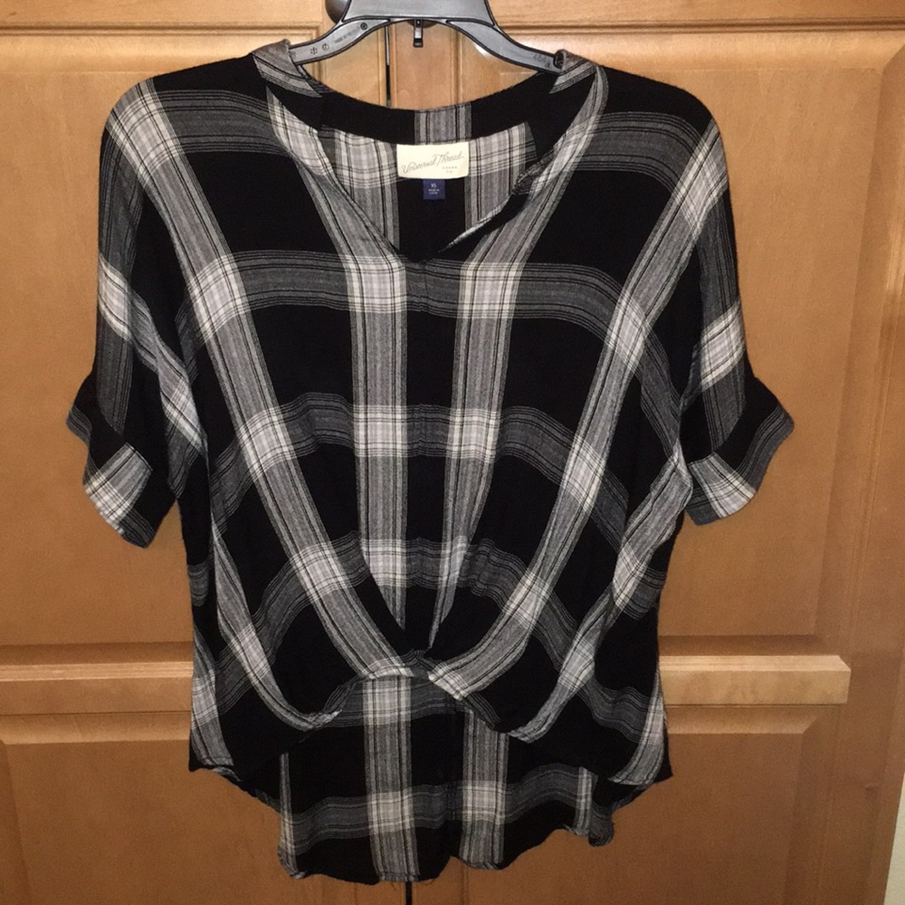Universal Thread plaid shirt sleeve wrap front top
